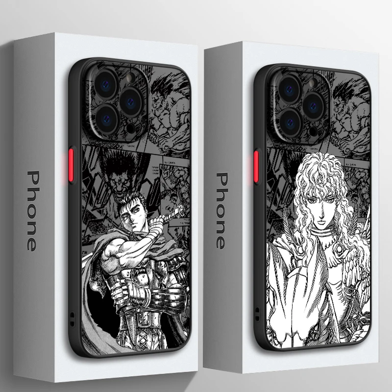 Anime Berserk Guts Griffith For Apple iPhone 15 14 13 12 11 XS Mini Pro Max 8 7 XR X Matte Frosted Translucent Phone Case