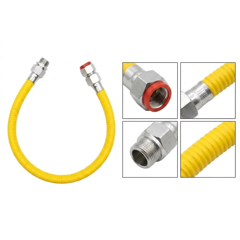 0.5/1M Gas Hose Connector Kit Stainless Steel Quick Disconnect Flexible Gas Line Hose Fitting For Stove Tankless Water Heater
