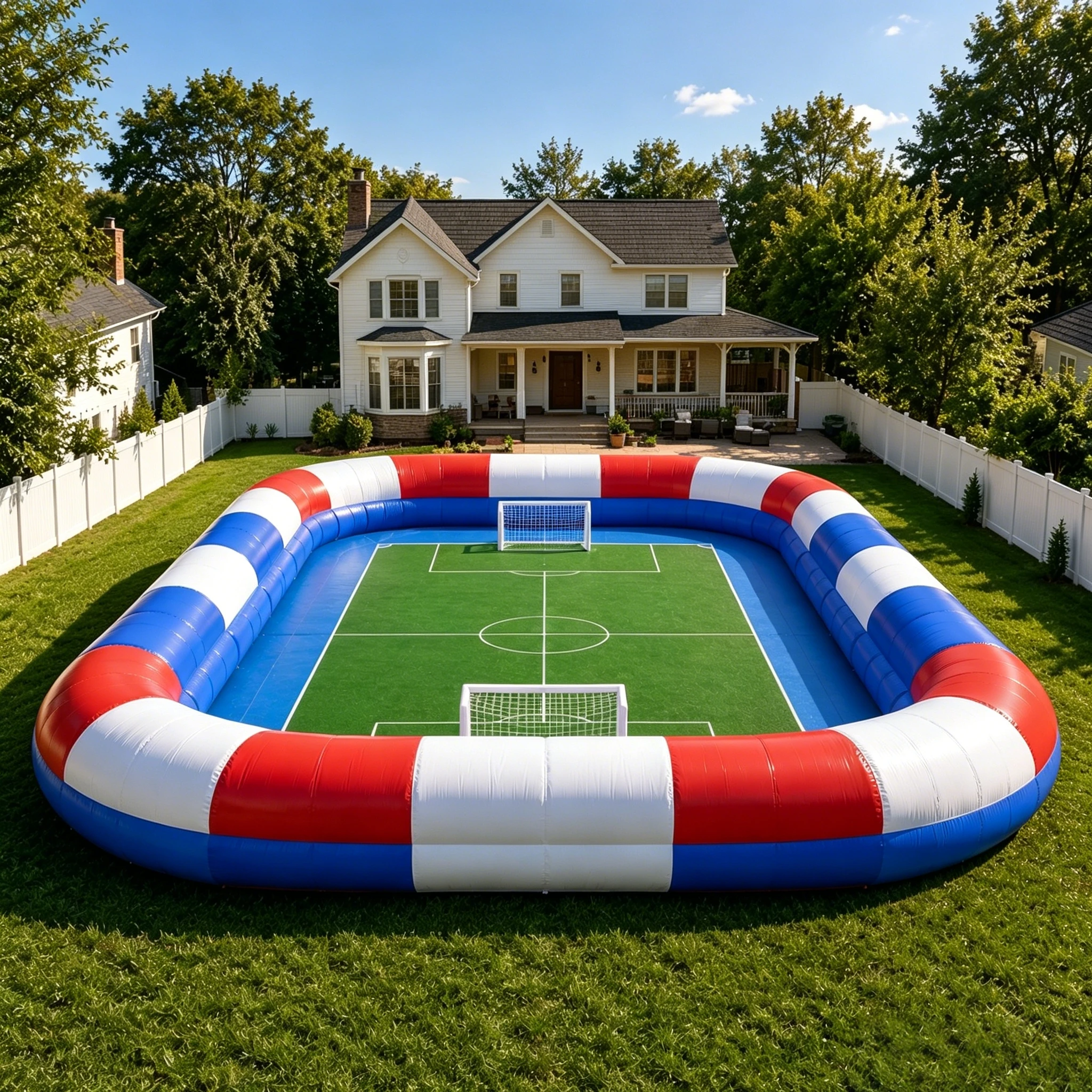 Inflatable Soccer Field, Outdoor Water Game, Above Ground Pool, Soccer Theme Inflatable Toy