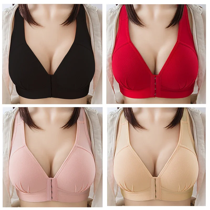 Seamless Sexy Bra For Women Fashion Push Up Bras Wire Free Lingerie Full Cup Bralette Cotton Brassiere Front Closure Plus Size