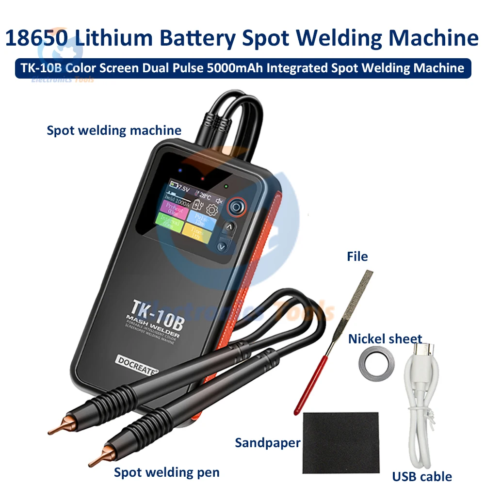 

TK-10B 5V/3.1A 1200A Integrated Spot Welding Machine 18650 Mobile Lithium Battery Welding Machine 5000mAh Portable Spot Welder