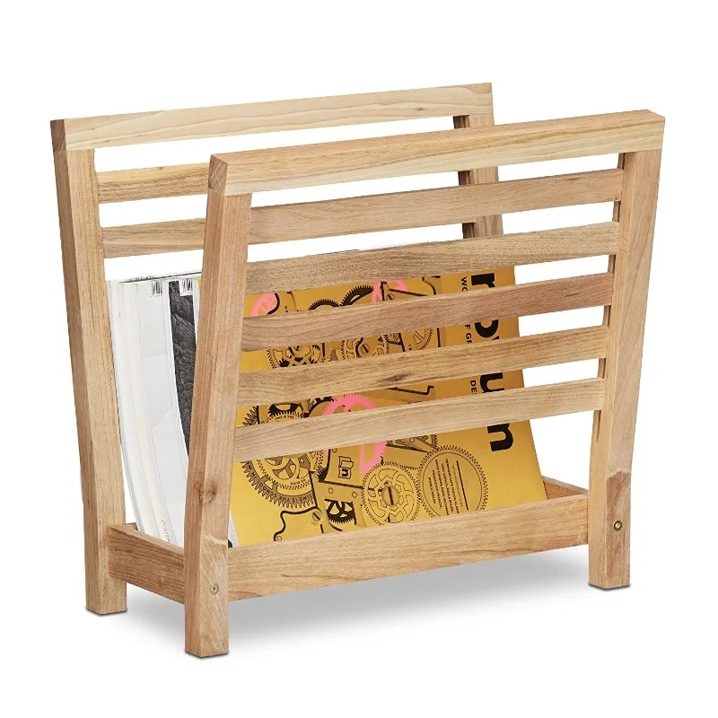 

Solid wood magazine rack Customized catalpa wood Living room storage rack Books wooden sundries