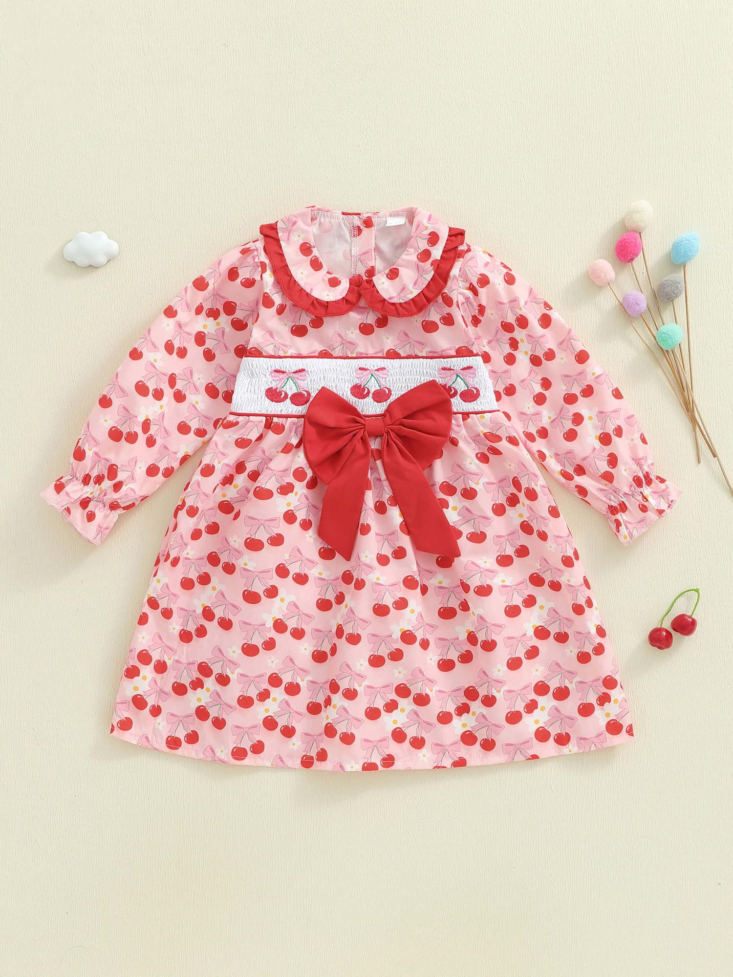 Gaun Tanpa Lengan Bermotif Bunga Bayi Perempuan Manis dengan Detail Pita dan Kerah Peter Pan untuk Musim Semi dan Musim Panas