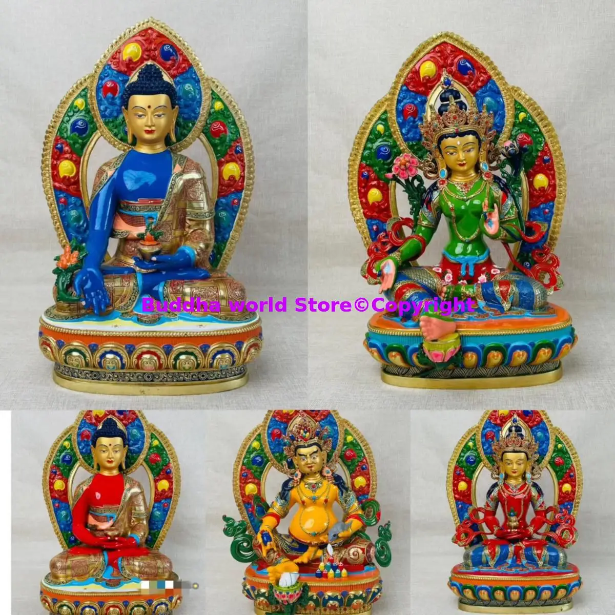 2025 large Boutique high quality Buddha statue Color Amitabha Medicine Buddha tara Jambhala longevity buddha COPPER statue