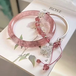 Retro Tassel Bells Bangle for Women Chinese Style Fox Bracelet Crystal Glass Beaded Chain Bracelet Jewelry Gifts Bracelets 1pc