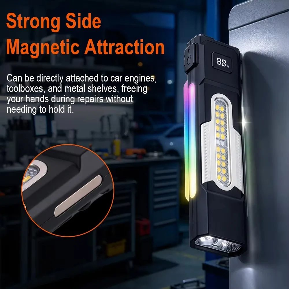 Super Bright Magnetic Outdoor Work Light Lithium Fast Charge Long Lasting Flashlight for Night Working Scorpion Hunting