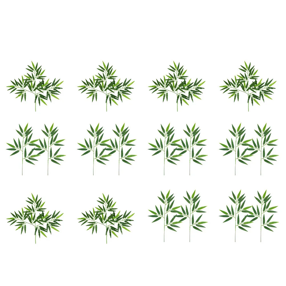 

20pcs Simulated Bamboo Leaves Bamboo Branches Artificial Green Leaves Decorations For Home Office Party Banquet Living Room