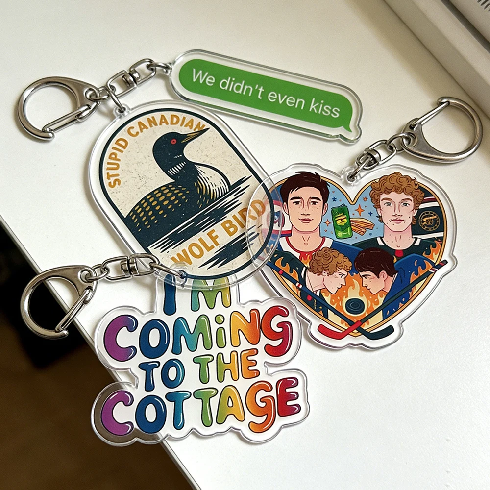 Heated Rivalry Canadian Wolf Bird / Wow Genetic / Hollander Rozanov / I'm Coming To The Cottage / We Didn't Even Kiss Keychain