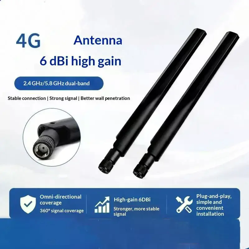 2Pcs Dual Band WiFi Antenna 6dBi 2.4GHz/5.8GHz RP-SMA Connectors for PCI Card Desktop PC Signal Boost