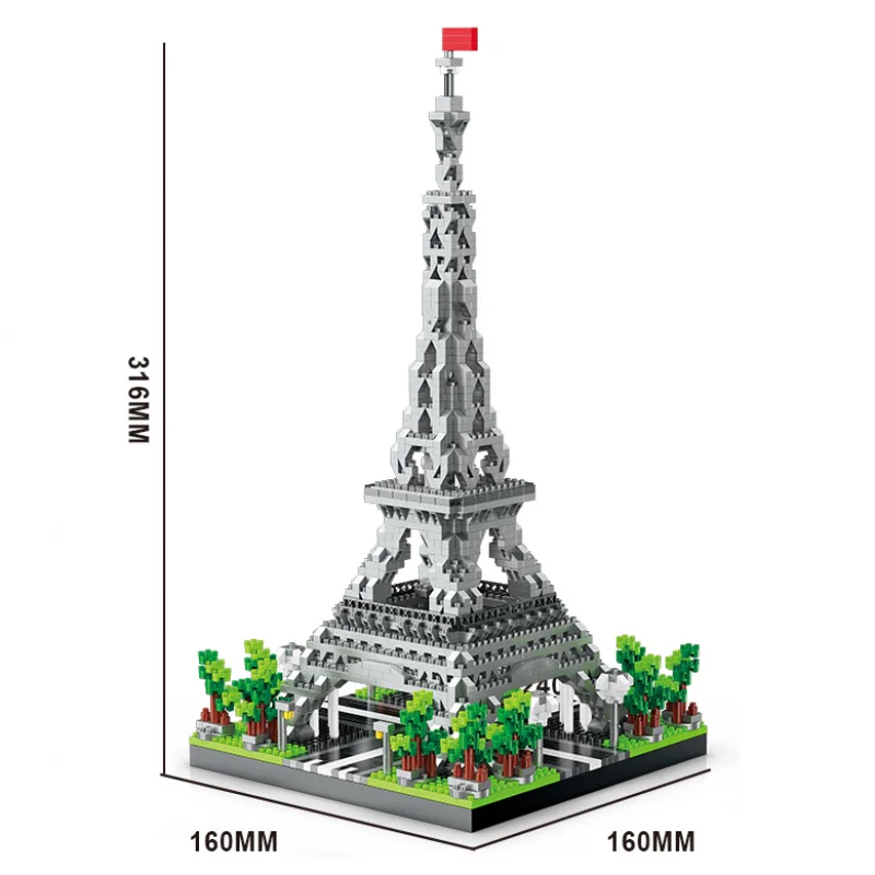 2 Size Choice Paris Eiffel Tower Micro Mini Building Blocks Toy France’s Pride Collectible Decoration and Gift-Worthy