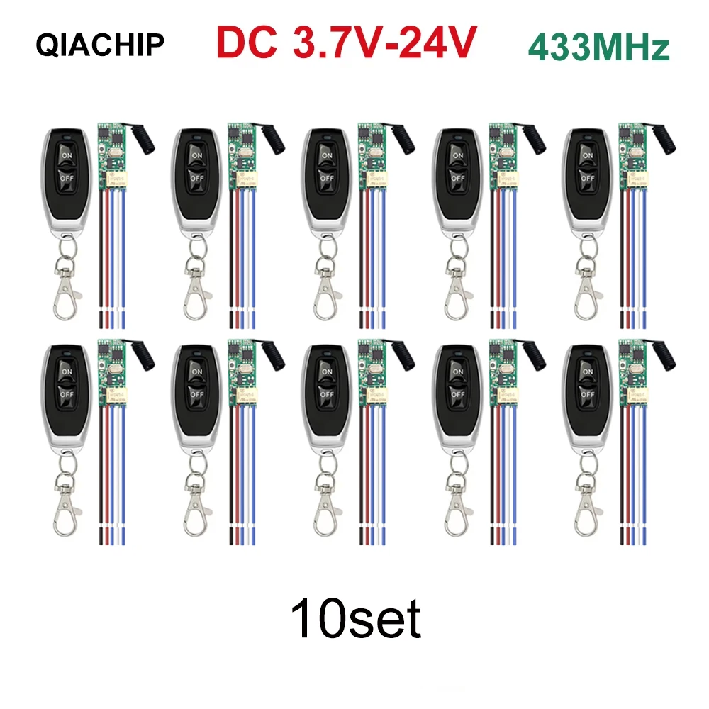 433 MHz Trockenkontakt Drahtloser Fernbedienungsschalter 1 CH RF-Relaisempfänger LED-Lichtsteuerung DIY-Kit DC 5 V 12 V 24 V 433,92 MHz