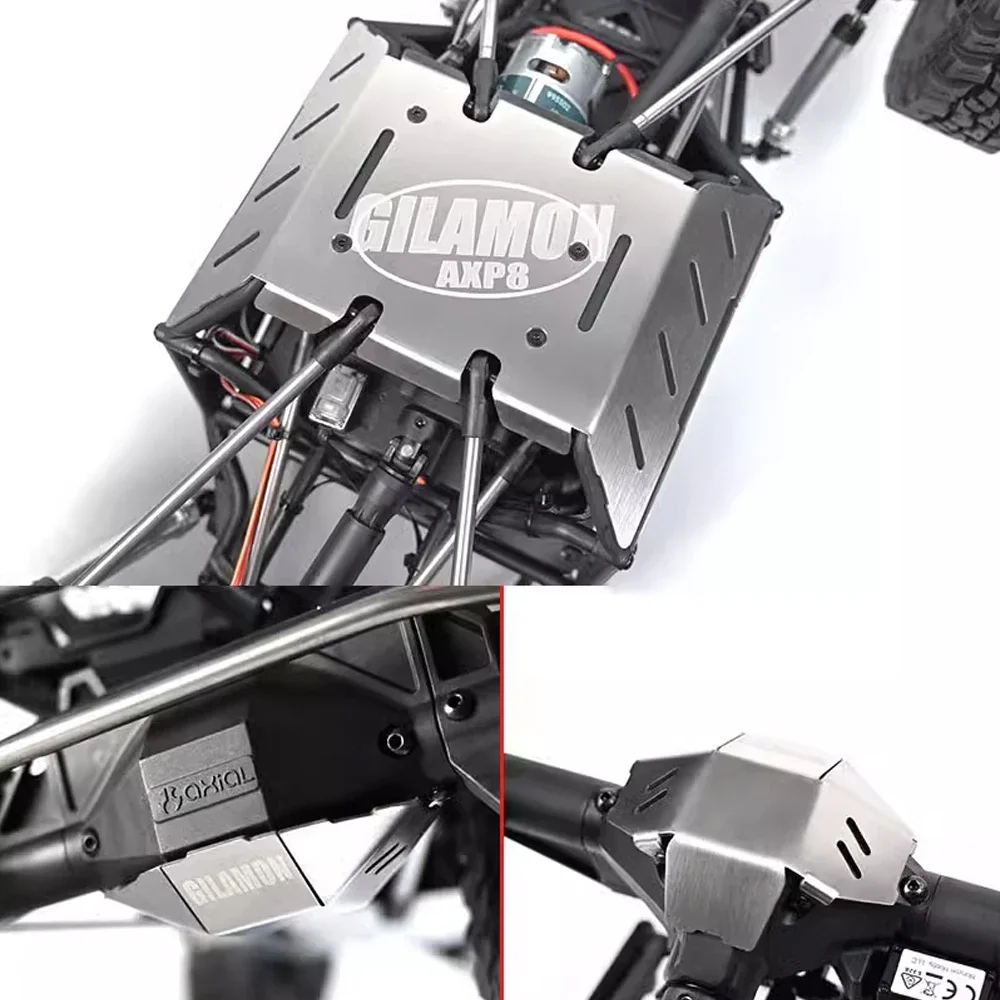 Metall-Edelstahl-Chassispanzerung, Kollisionsschutz-Unterfahrschutz für Axial 1/8 AXP8 Gilamon 2.2 4X4 RTR Trail Buggy AXI-1207