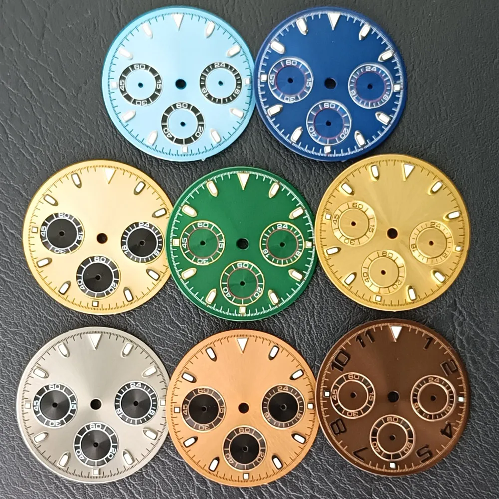 ساعة ميكانيكية بقطر 29 مم، قرص معقم مناسب لحركة VK-63 C3، أجزاء ملحقات ساعة التجميع المضيئة