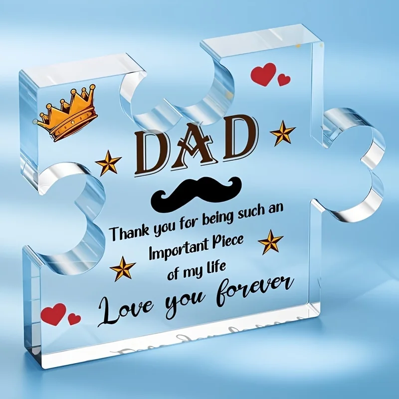 1pc,Dad Gifts Acrylic Plaque, Christmas Birthday Gifts for Dad, Dad Gifts from Daugher Son, Unique Engraved Plaque