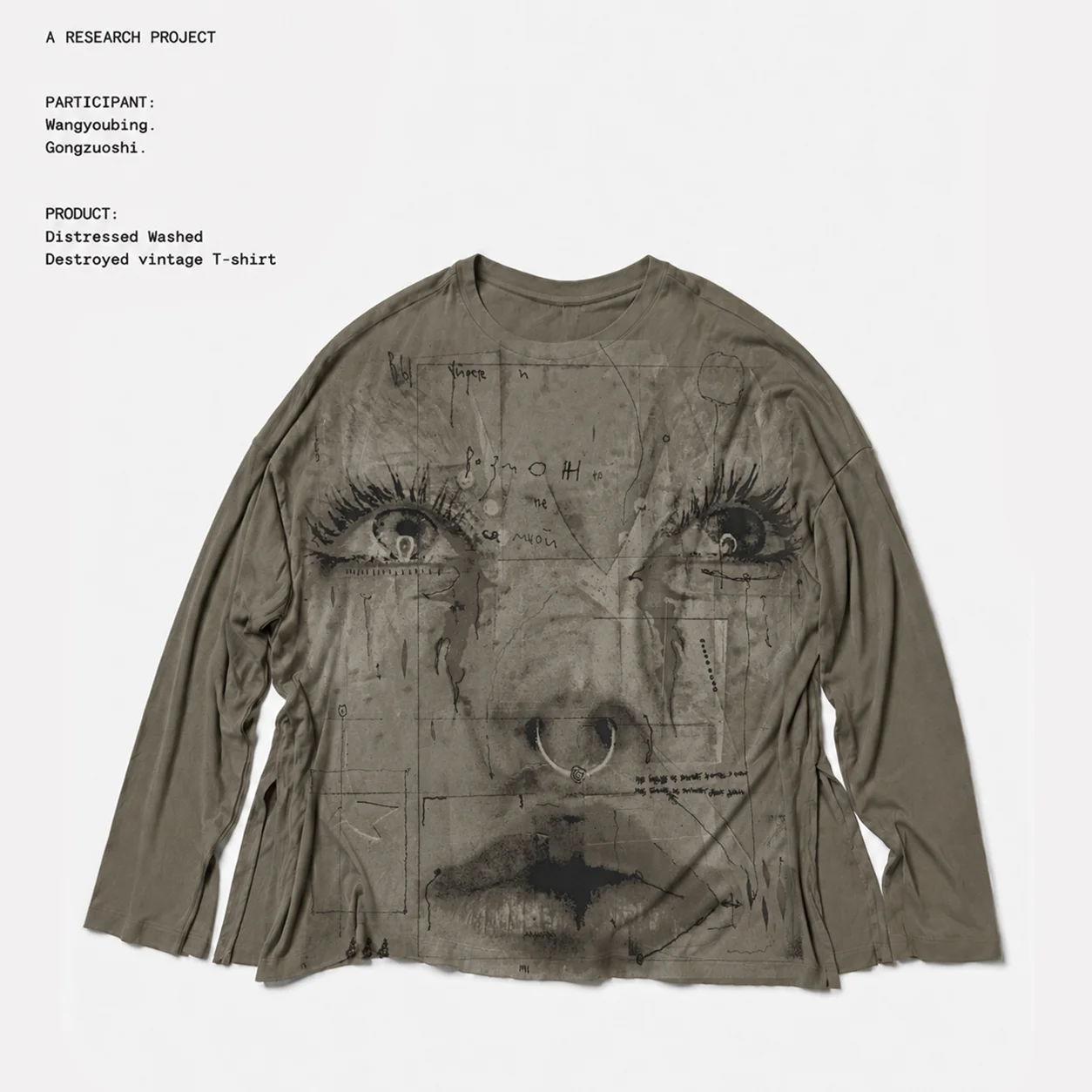 Washing Long Sleeve Vintage Feel T-Shirt Dark Wasteland Style Early Autumn Wear Cotton Loose Fit Shoulder Drop round Neck Unisex