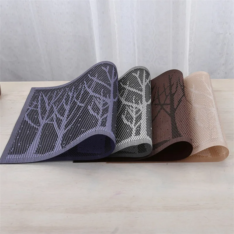 

1Pc PVC 30x45cm Tree Pattern Placemat Dining Table Runner Linens Place Mat Kitchen Accessories Cup Wine Mat