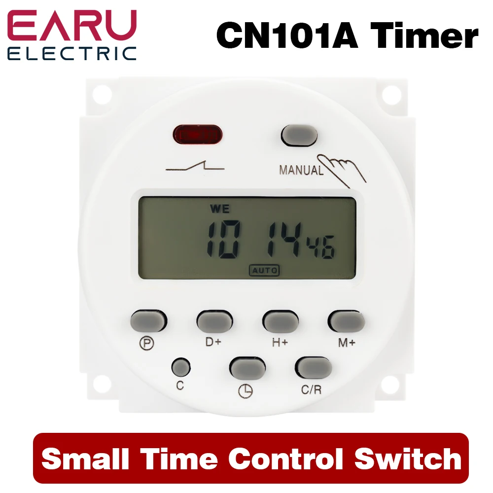 Timer AC 220V 110V 24V 12V CN101A Digital LCD Power Timer Programmable Time Switch Relay 17 Groups of Timing Controls 16A CN101A