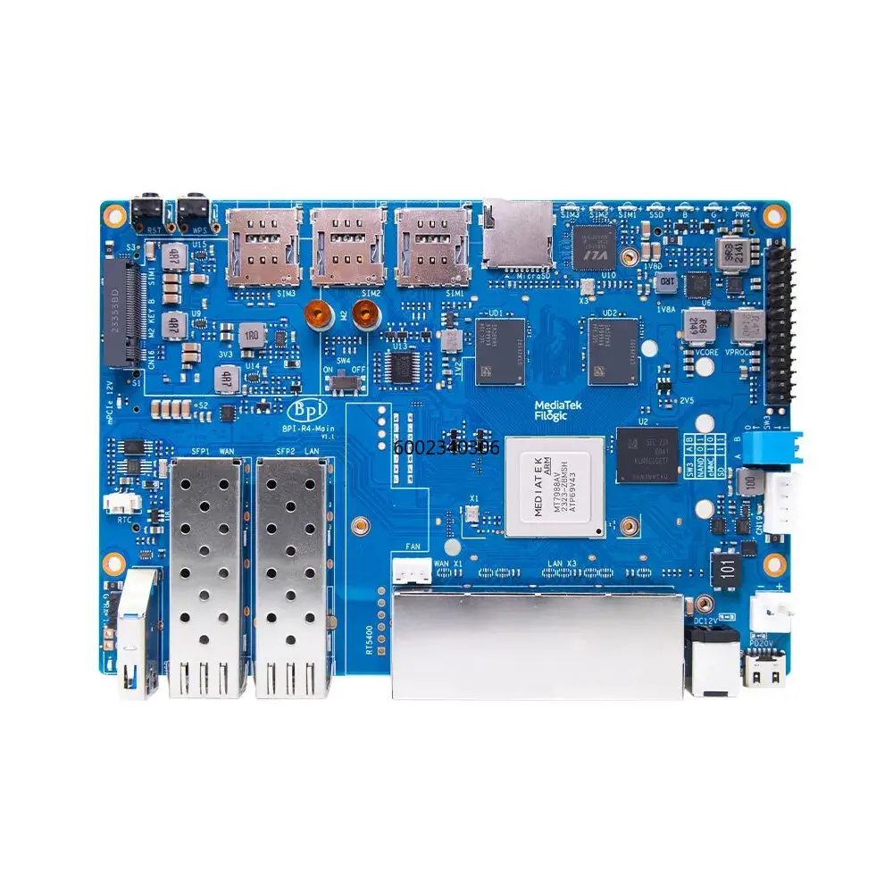 Pi-R4 OpenWrt WiFi 7 Router Development Board MT7988A 4GB RAM 8GB eMMC 10G SFP