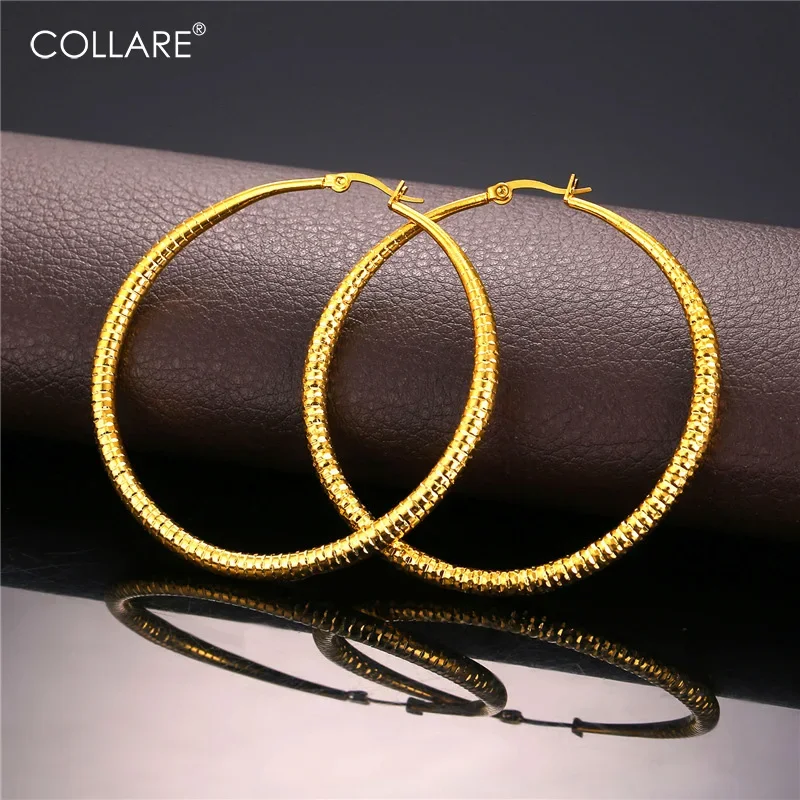 ChainsPro Big Hoop Earrings for Women Malleolar Stria Hammer Pattern Hyperbole Jewelry E147 QC24