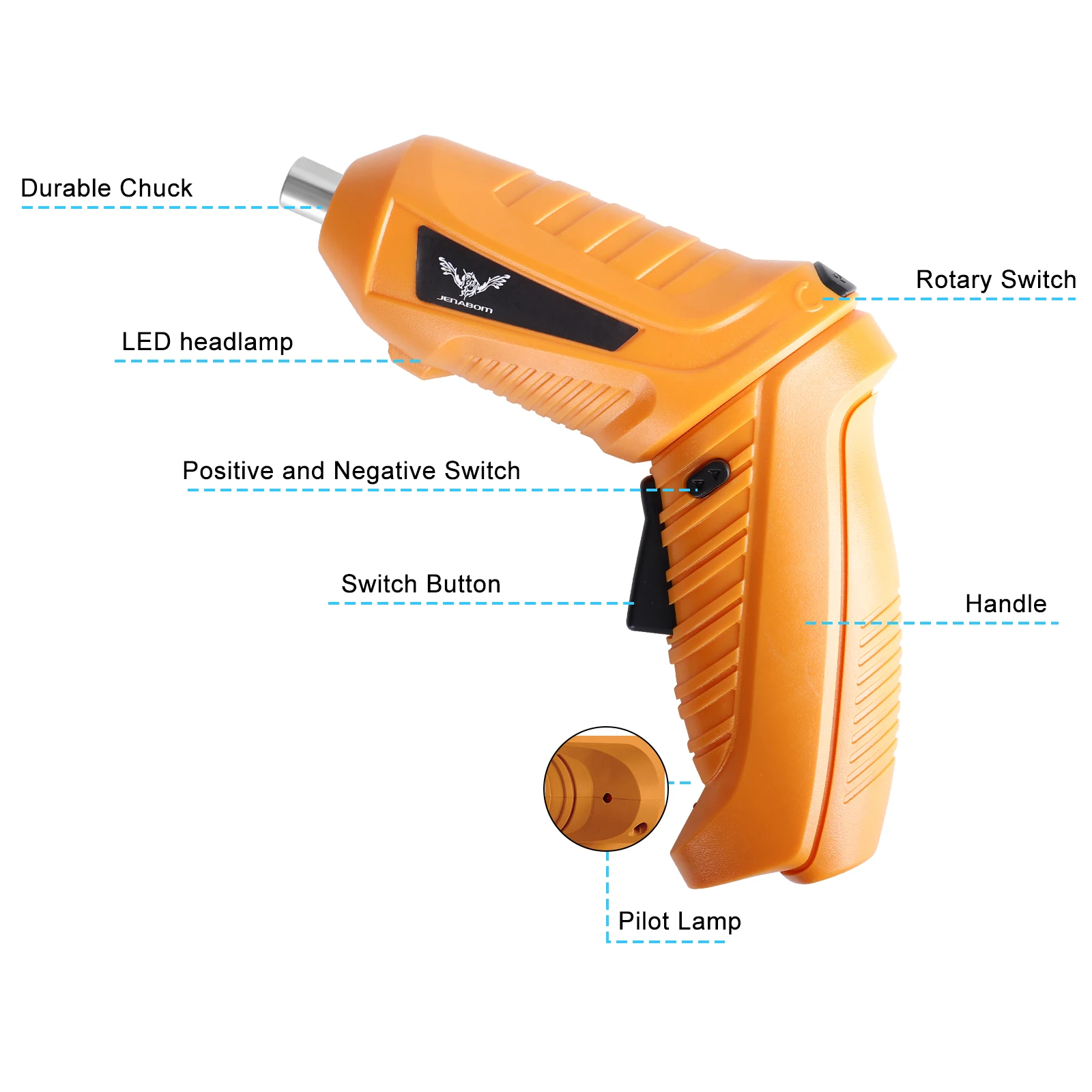 Yellow Cordless Electric Screwdriver Bits Set Rechargeable Torque Electric Rotatable Drill for Home Improvement DIY Project