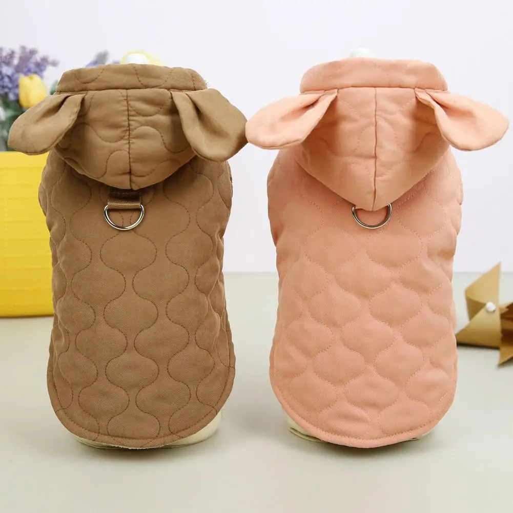 

Cotton Hoodie for Small Dog, Fleece Lined, Button Closure, Two-legged Coat, Keep Warm, Cold Weather, Cute Pet