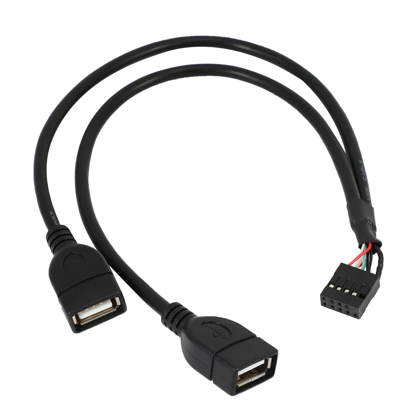 30CM 10 Pin Motherboard Female Header to 2 Port Dual USB 2.0 Male Adapter Y Splitter Cable (10Pin/2AM)