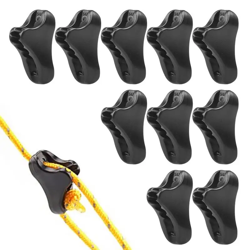 10pcs Triangles Rope Tightener Camping Tent Guy Lines Runner Guyline Camping Awning Stopper Guyline Tensioners Anti-slip design