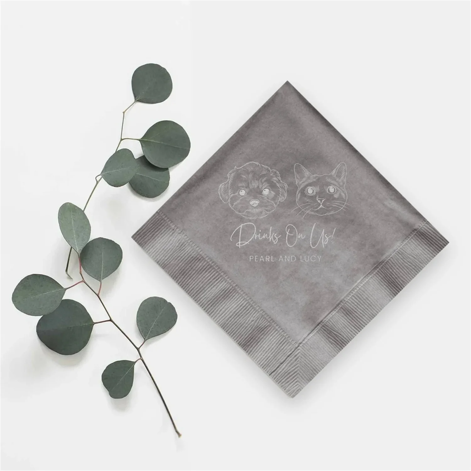 

50 PCS Custom Pet Cocktail Napkins, Dog Wedding Napkins, Custom Pet Cocktail Napkins, Customized Pet Napkins, Custom Pet Gold Fo