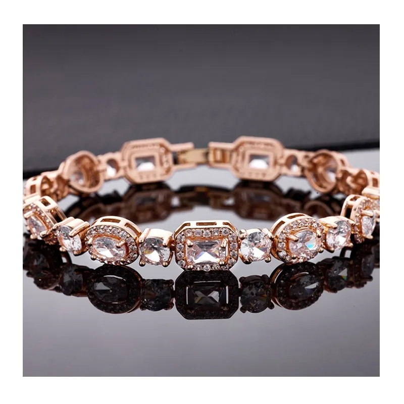 

Spot Wuzhou Gemstone Bracelet Copper Inlaid Zircon Exquisite Versatile Temperament Crystal Bracelet