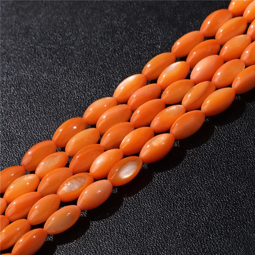 Oval Colorful Shell Beads Rice Shape Natural Mother of Pearl Shell Spacer Beads for Jewelry Making DIY Craft Accessories 15\