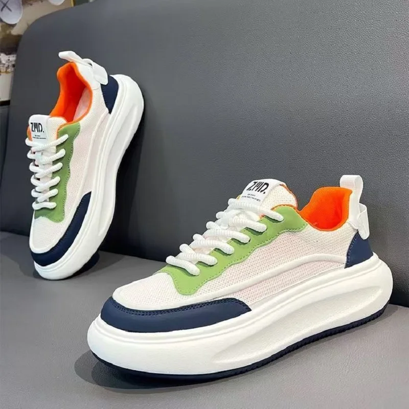 

New Preppy Style Affordable Trainers Men's Summer Platform Sneakers Breathable Thin Mesh Comfy Casual Skateboarding Shoes Man