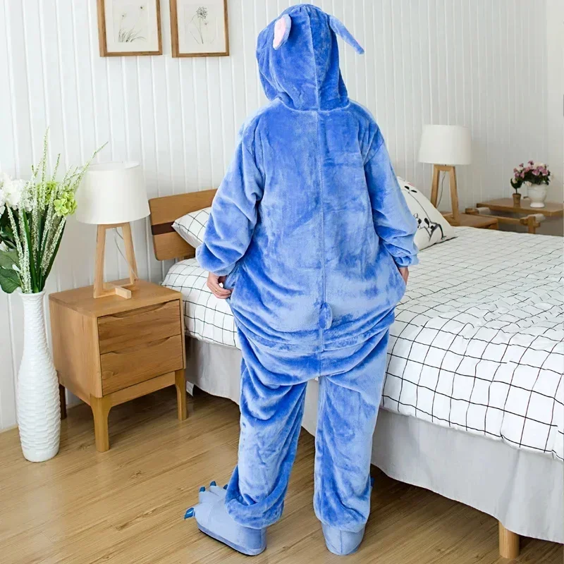 Bear House AA Adult Kid Stitch Anime Cosplay Costumes Women Men Cartoon Jumpsuit Flannel Hooded Pajamas Onesie f New 2025 WKD001