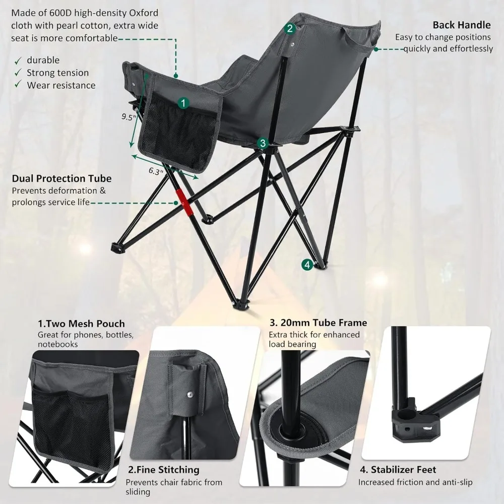 Camping chair 2 pieces with table lawn chair portable folding lightweight mountain Shi for fishing trips and picnics