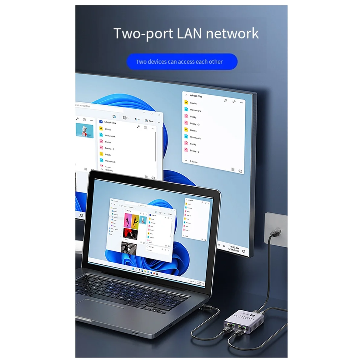 Network Cable Splitter, Gigabit Network Port, One to Two Allocation, Interface Extension, One to Two Conversion