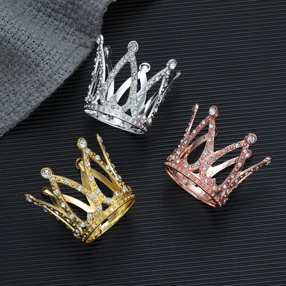 Party Supplies Metal Mini Crown Cake Topper Romantic Heart Crystal Rhinestone Tiara Cute DIY Cake Decoration Baby Shower