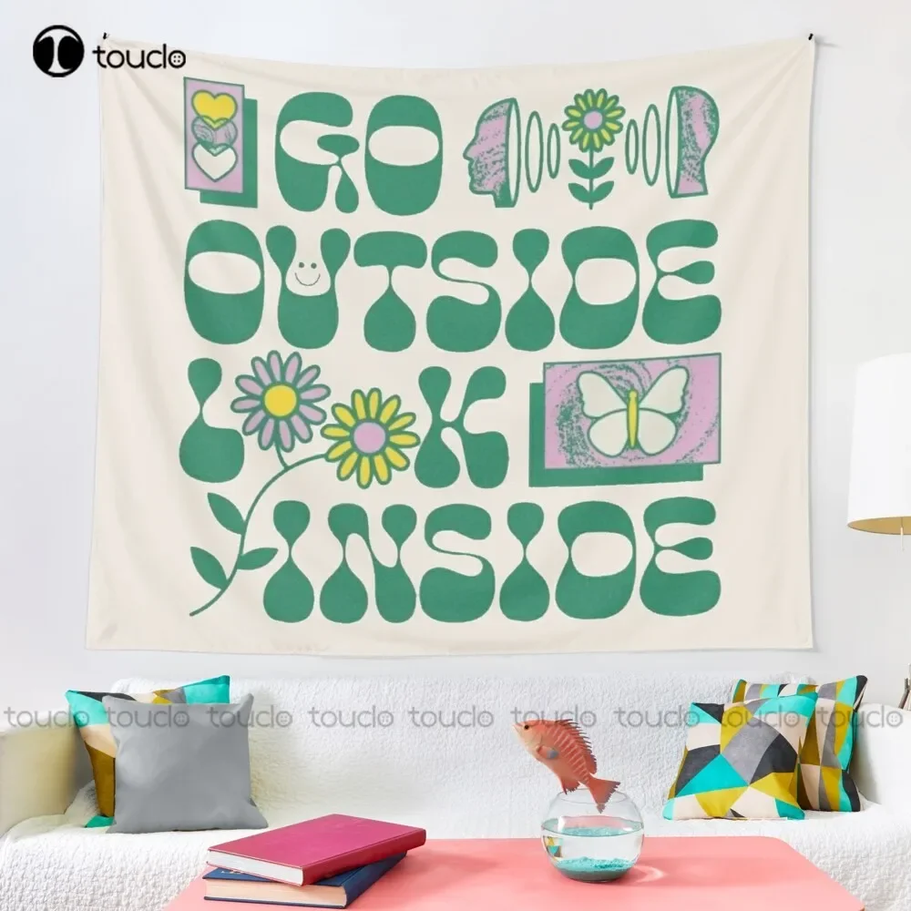 Go Outside Look Inside Tapestry Tapestry Wall Hanging For Living Room Bedroom Dorm Room Home Decor Printed Tapestry