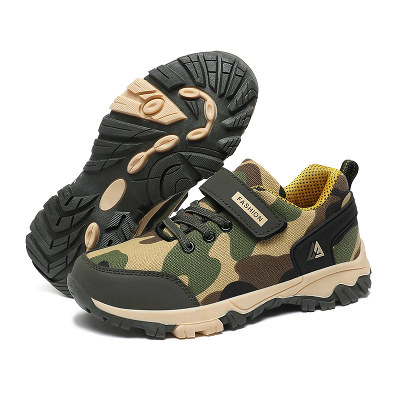 2024 New Children Camouflage Hiking Shoes Boys Outdoor Anti-slip Sneakers Student Kid Footwear Teenager Summer Winter Man Casual