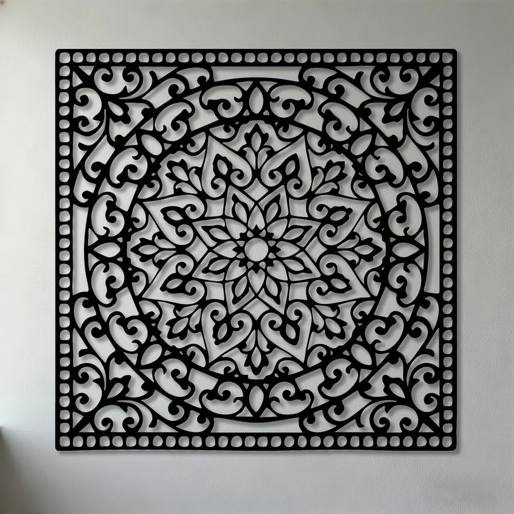 CIFBUY 2D Metal Wall Art Mandala Iron Sculpture Home Decor for Living Room Bedroom Office Modern Flat Design