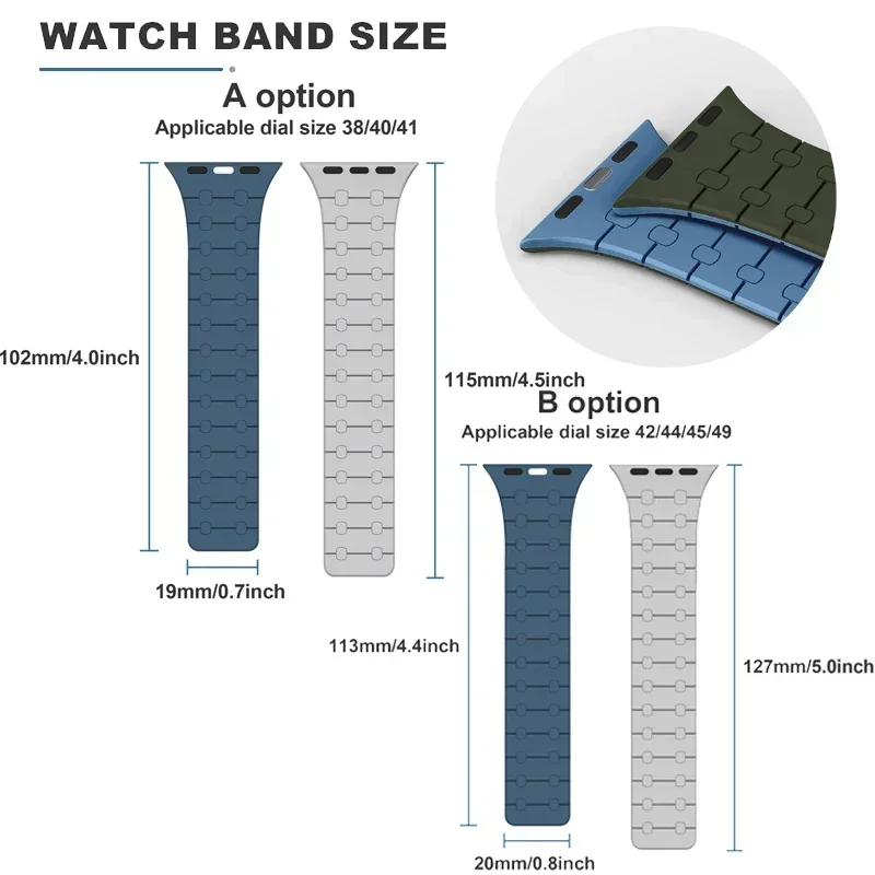 Magnetic Silicone Loop Strap for Apple Watch Band Ultra/2 49mm 10 9 8 7 46mm 45mm 41mm Link Bracelet for 6 5 4 SE 44mm 42mm 40mm