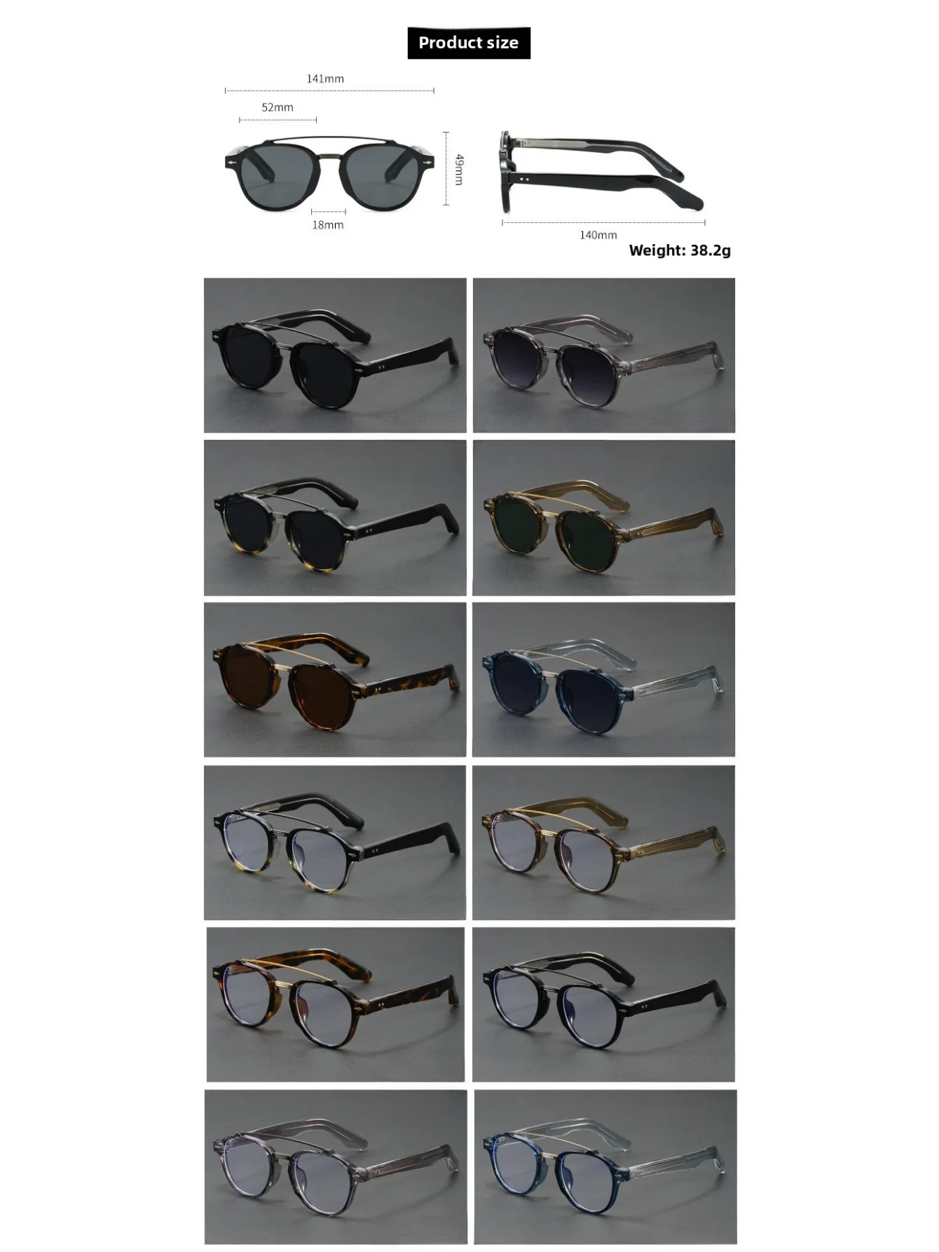 Designer-Nischenbrillengestell für Herren: Retro-Doppelsteg-Brille mit dickem, breitem Rahmen, modisch und künstlerisch, Vollrand-Brille für klare Sicht – Detail 1