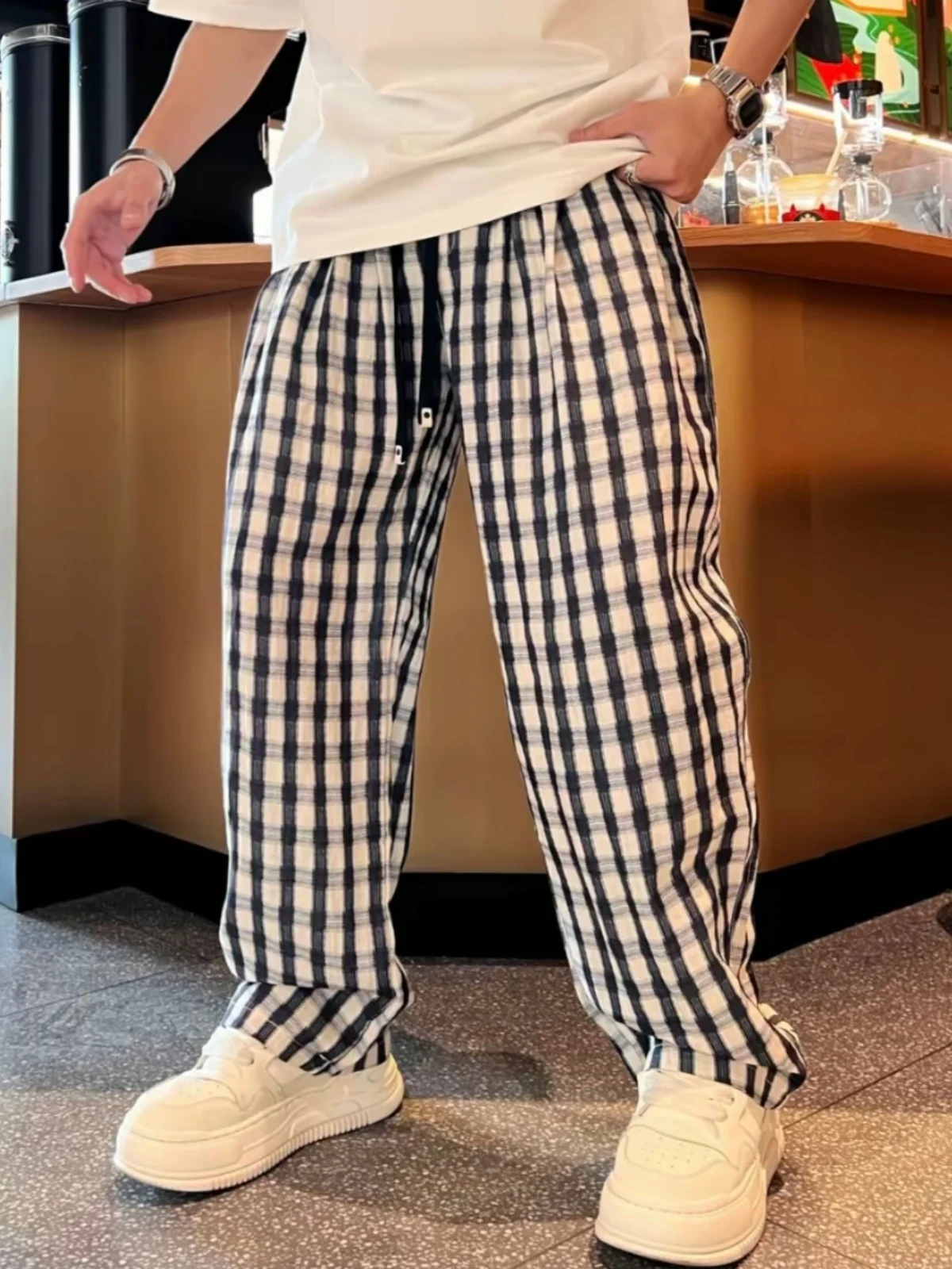 

Summer Thin Korean Style Lazy Fashion Men's Casual Pants Breathable Linen Straight Leg Pants Comfortable Skin-Friendly Cool F...
