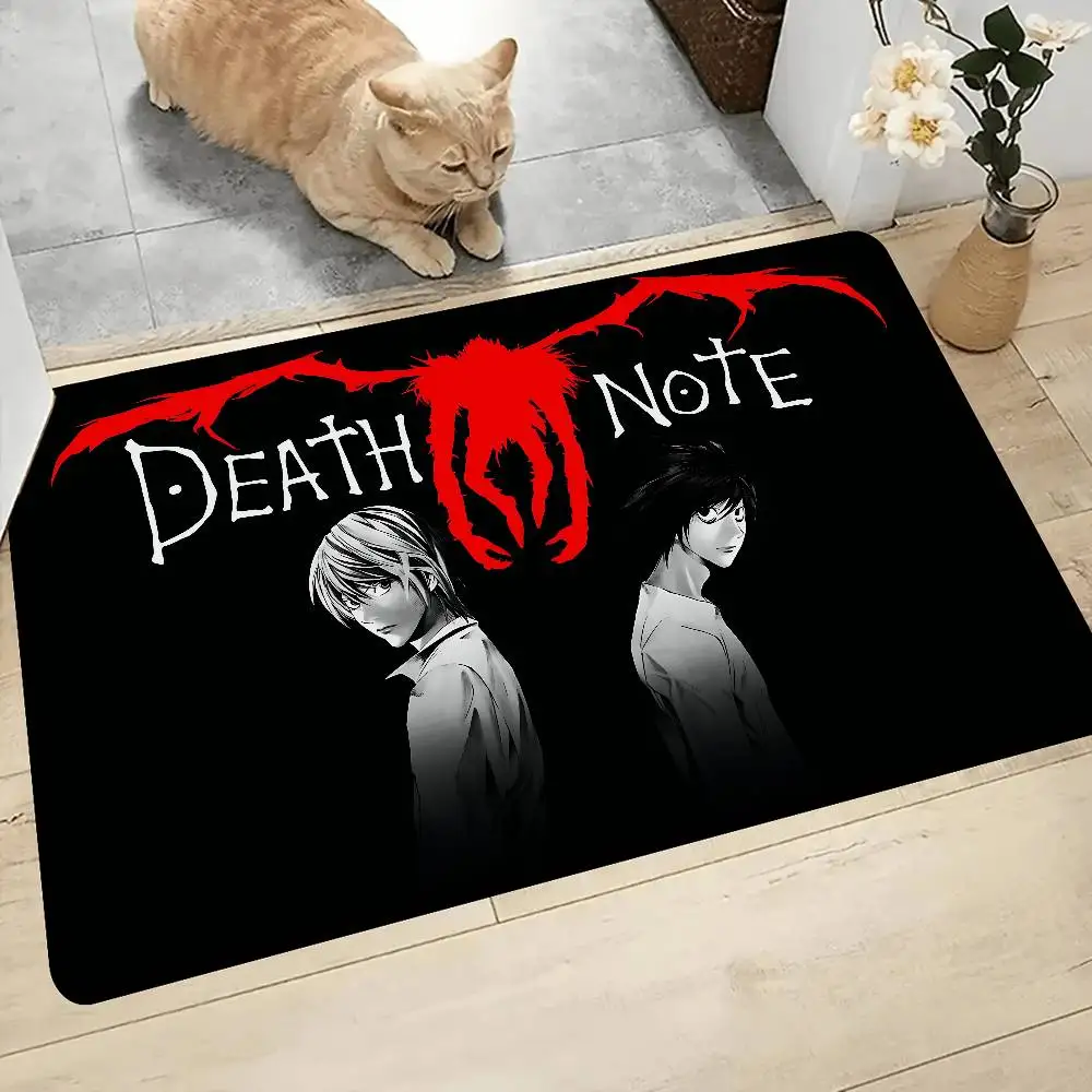 Alfombra de puerta de Anime japonés Death Note, alfombra antideslizante lavable para sala de estar, sofá, sillas, alfombra para cocina y baño