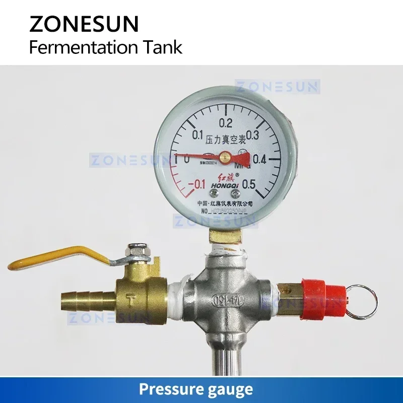 ZONESUN ZS-NJJ01 Temperature Controlled Fermentation Tank Pressure Gauge Fermentor Beer Brewing Making Equipment
