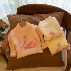 MILANCEL 2024 Autumn Girls Sweaters 2-6 Y Children's Cute Applique Swan Knit Tops Pullover Kid's Knitwear