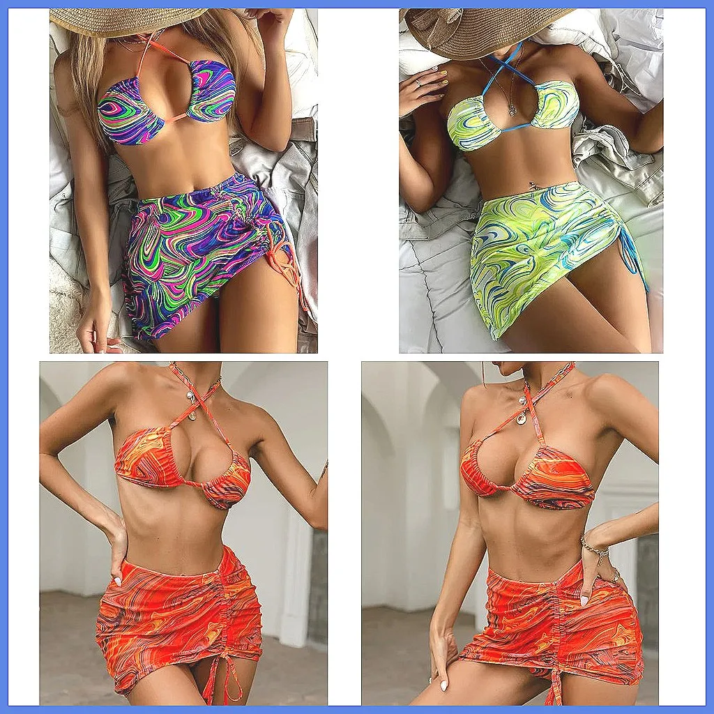 

Sexy Push Up Bikini Set with Skirt 2026 New Women's Swimwear for Beach Pool
