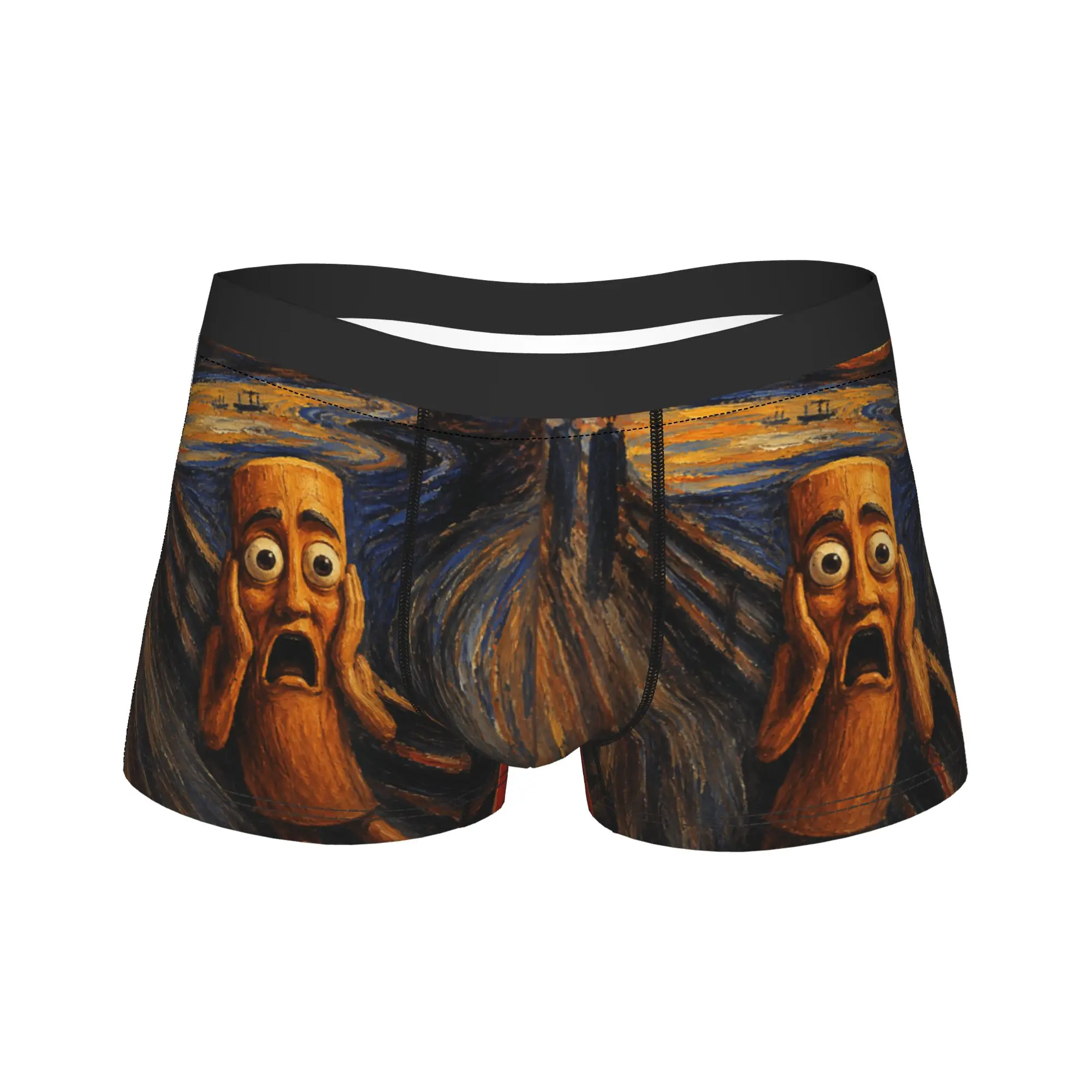 Tung Tung Tung Sahur Scream Famous Painting Parody Meme Underwear Panties Customs Boxer Brief Men Pouch Large Size Boxer Shorts