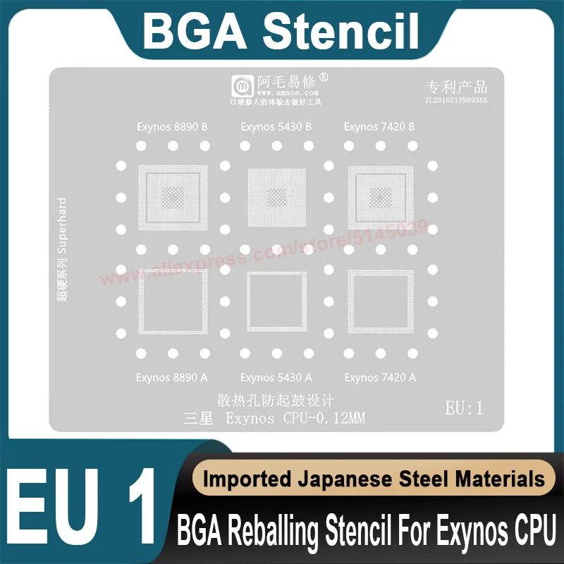 BGA Stencil Per Samsung Exynos 7885 9820 980 7580 8895 3470 7570 BGA Stencil Exynos 8890 5430 7420 CPU IC reballing Stencil