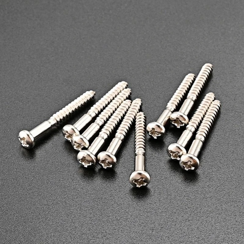 JU64 10 Pieces Guitar Screw  Electric Guitar Bridge Mounting Screws, Neck Plate Installing Screws, Nickle