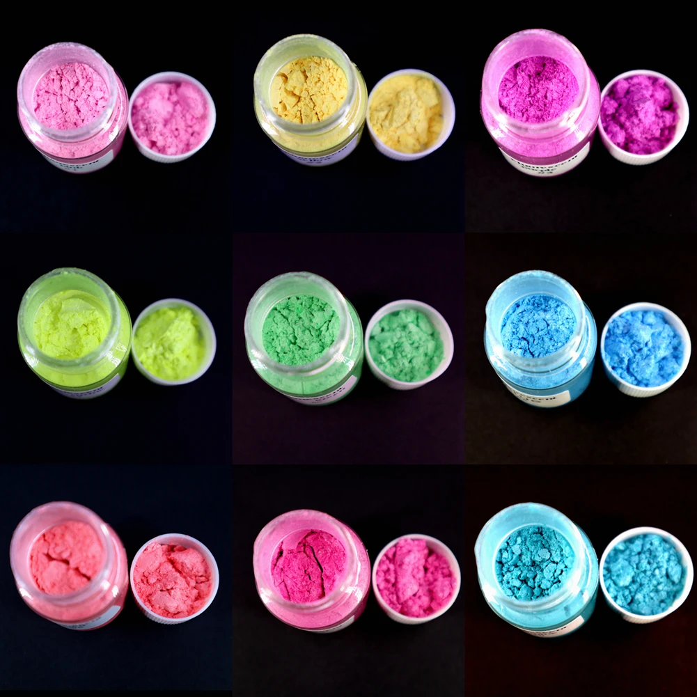 12 Stück fluor zierende Neon Perl glanz Glimmer Pulver Pigment DIY Epoxidharz & Schmuck Bade bombe Seife Kerze Farbstoff kosmetische Qualität Pigment