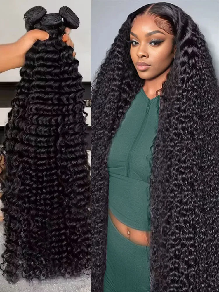 

Вьющиеся волнистые человеческие волосы, необработанные волосы Remy, 100% необработанные плетения, объемные плетения с двойным утком, 3 4 пучка, наращивание глубоких волн